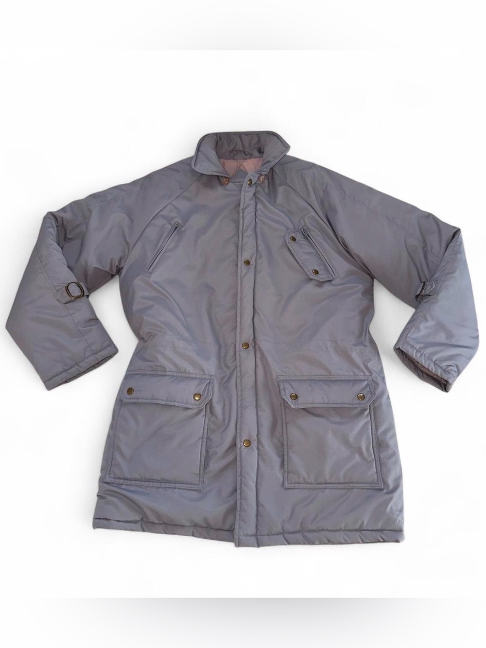 True Vintage Quilted Long Puffer Coat - Purple Periwinkle Large
